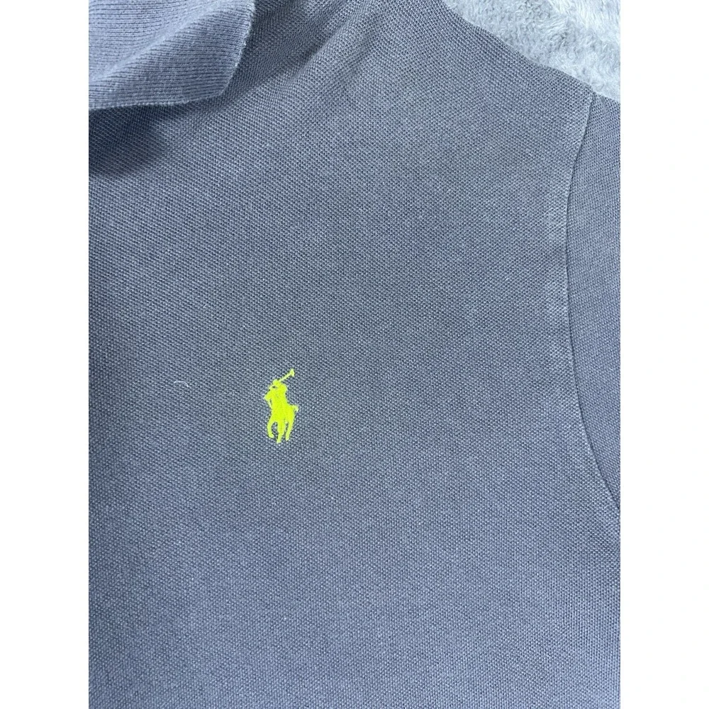 Polo Ralph Lauren Mens Large Grey Neon Yellow Pony Short Sleeve Pique Polo Shirt